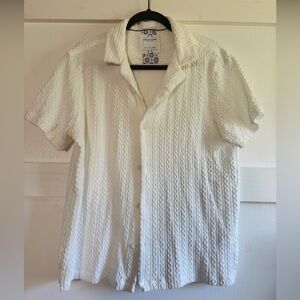 Denim & Flower Men’s White Casual Button Down Shirt - L